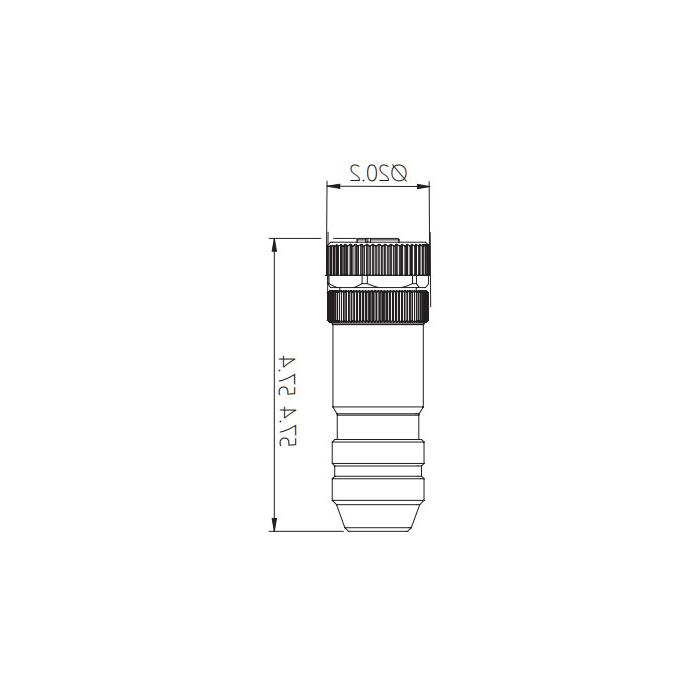 M12 8Pin, straight female, screw connection, metal shield, 64F601